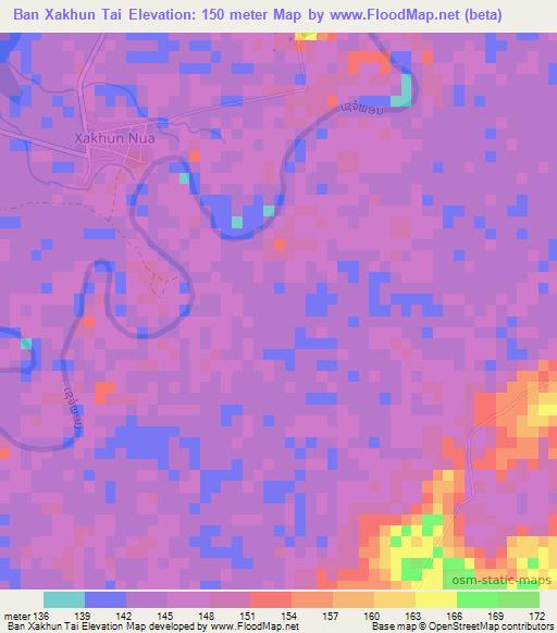 Ban Xakhun Tai,Laos Elevation Map