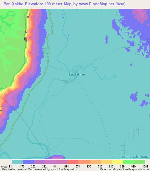 Ban Xakhe,Laos Elevation Map