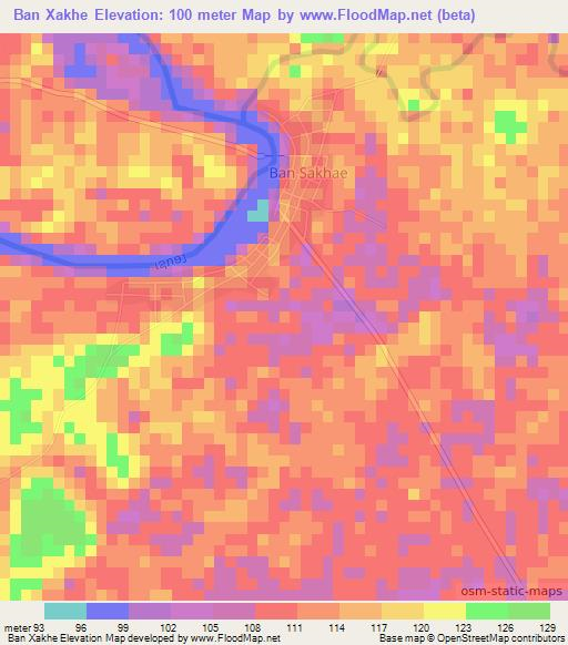 Ban Xakhe,Laos Elevation Map