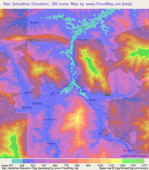 Ban Xaisathan,Laos Elevation Map