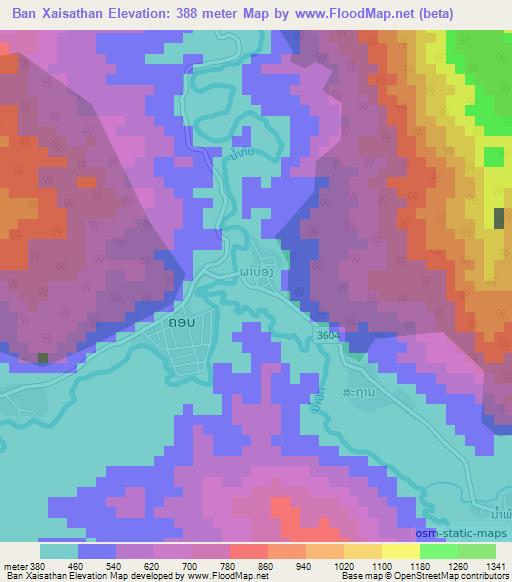 Ban Xaisathan,Laos Elevation Map