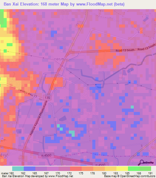 Ban Xai,Laos Elevation Map