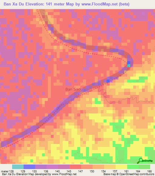 Ban Xa Du,Laos Elevation Map