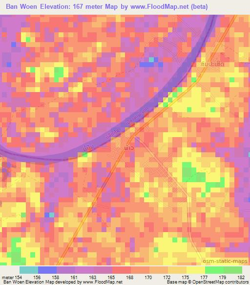 Ban Woen,Laos Elevation Map