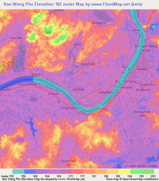 Ban Wang Pho,Laos Elevation Map