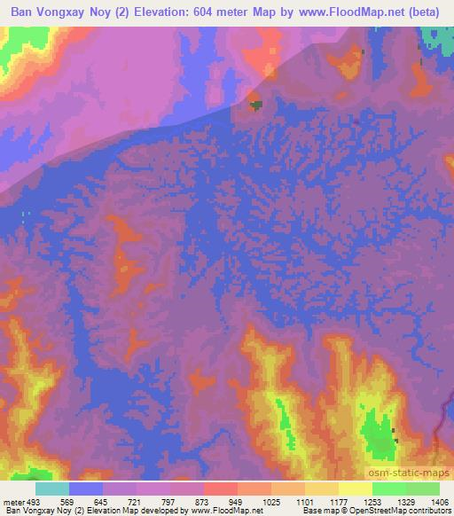 Ban Vongxay Noy (2),Laos Elevation Map