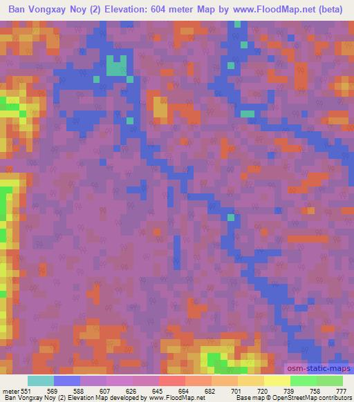 Ban Vongxay Noy (2),Laos Elevation Map