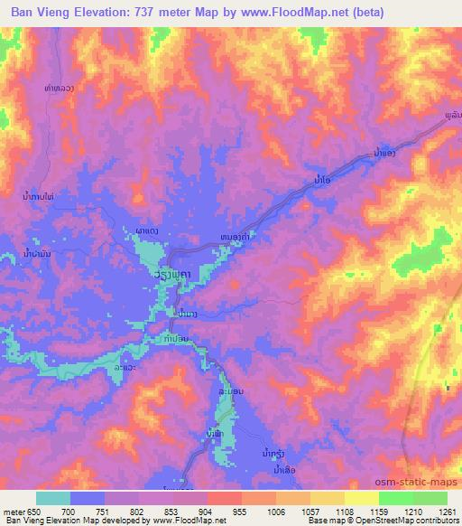 Ban Vieng,Laos Elevation Map