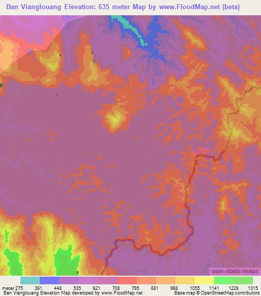 Ban Vianglouang,Laos Elevation Map