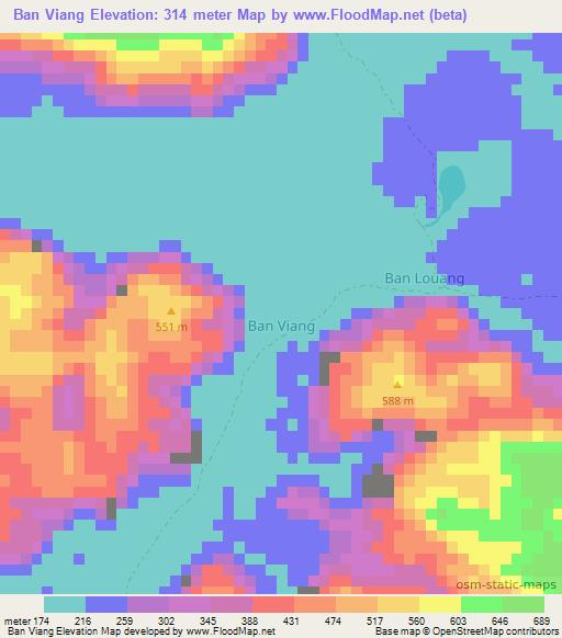 Ban Viang,Laos Elevation Map