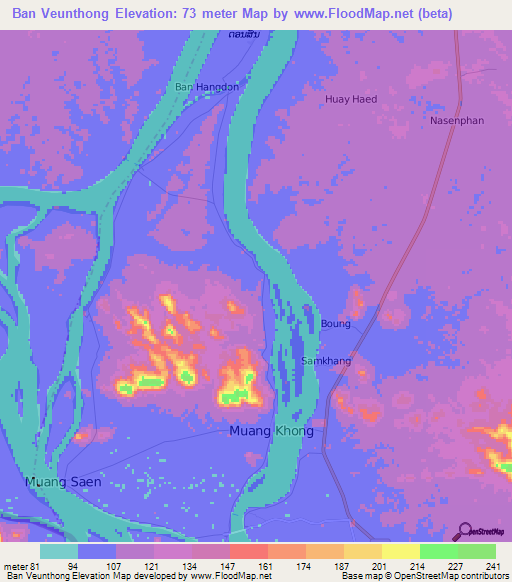 Ban Veunthong,Laos Elevation Map