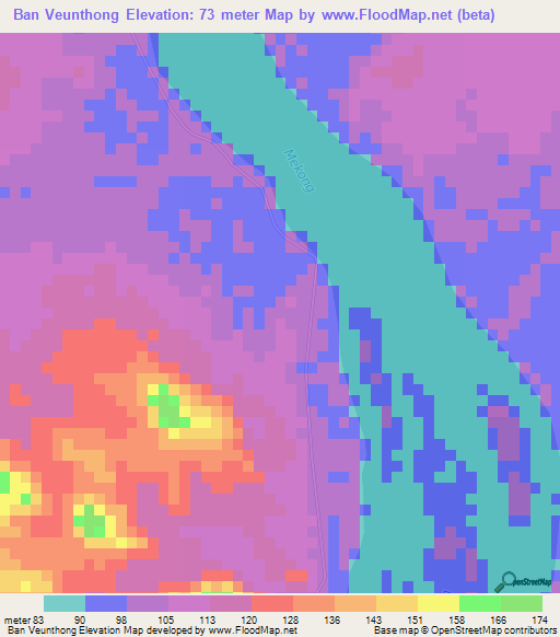 Ban Veunthong,Laos Elevation Map