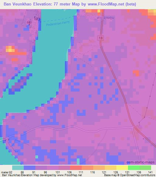 Ban Veunkhao,Laos Elevation Map