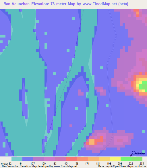 Ban Veunchan,Laos Elevation Map