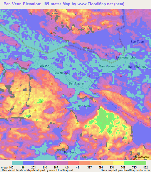 Ban Veun,Laos Elevation Map