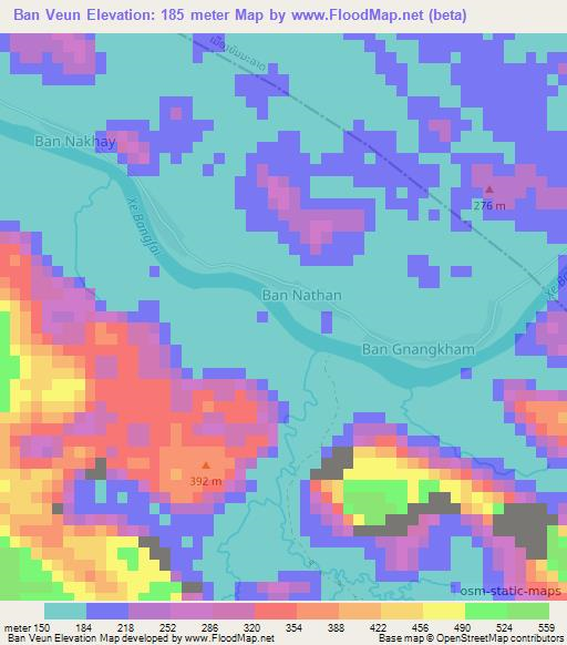 Ban Veun,Laos Elevation Map