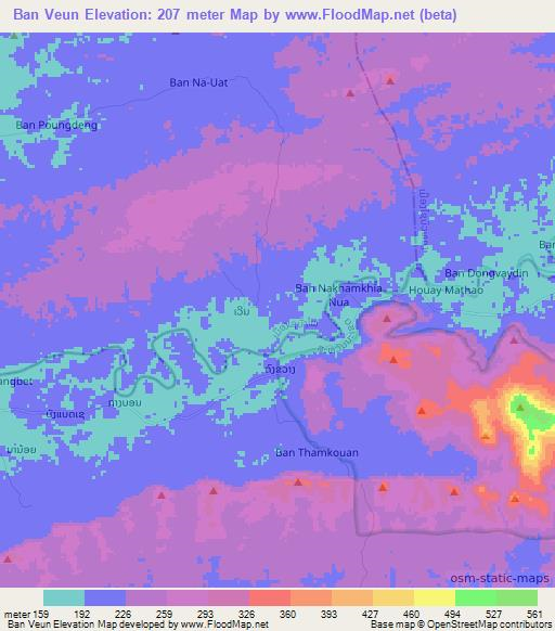 Ban Veun,Laos Elevation Map