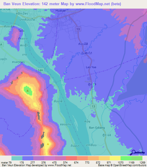 Ban Veun,Laos Elevation Map