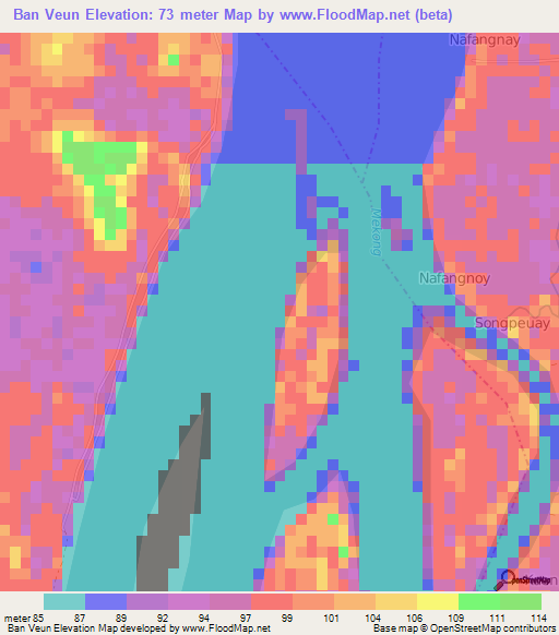 Ban Veun,Laos Elevation Map