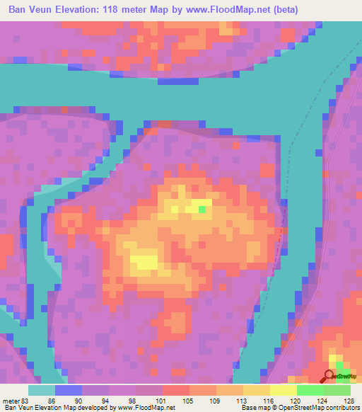 Ban Veun,Laos Elevation Map