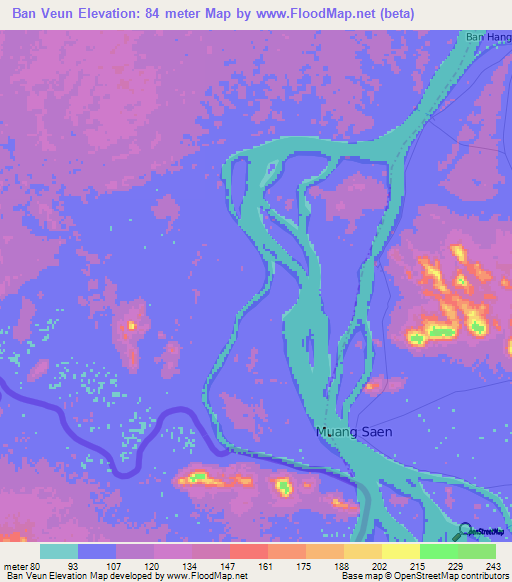 Ban Veun,Laos Elevation Map