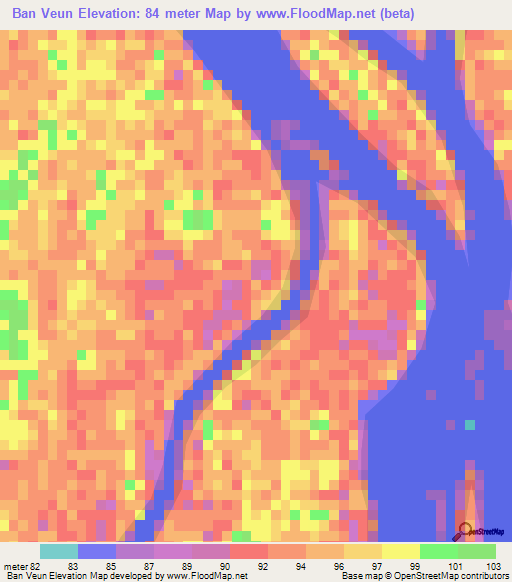 Ban Veun,Laos Elevation Map