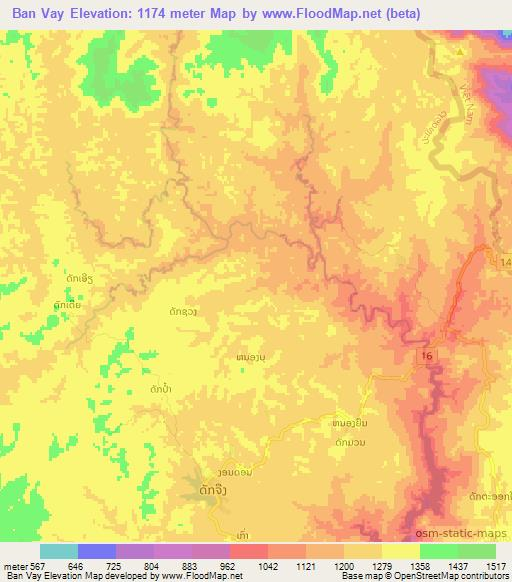 Ban Vay,Laos Elevation Map