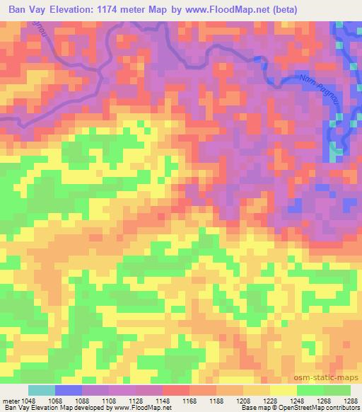 Ban Vay,Laos Elevation Map