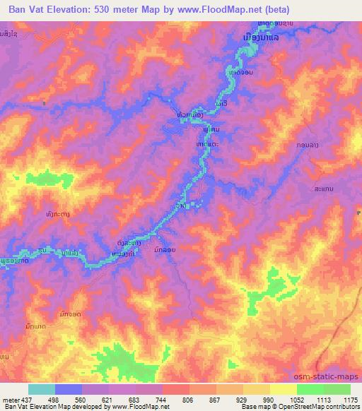 Ban Vat,Laos Elevation Map