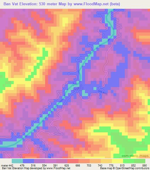 Ban Vat,Laos Elevation Map