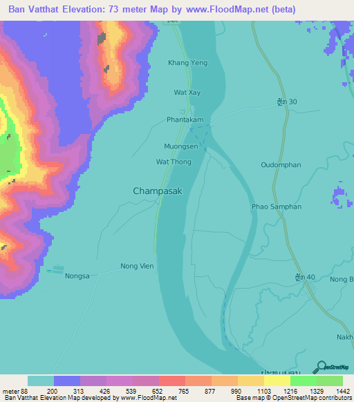 Ban Vatthat,Laos Elevation Map