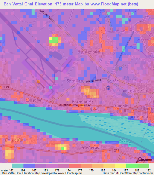 Ban Vattai Gnai,Laos Elevation Map