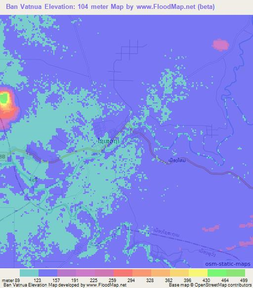 Ban Vatnua,Laos Elevation Map