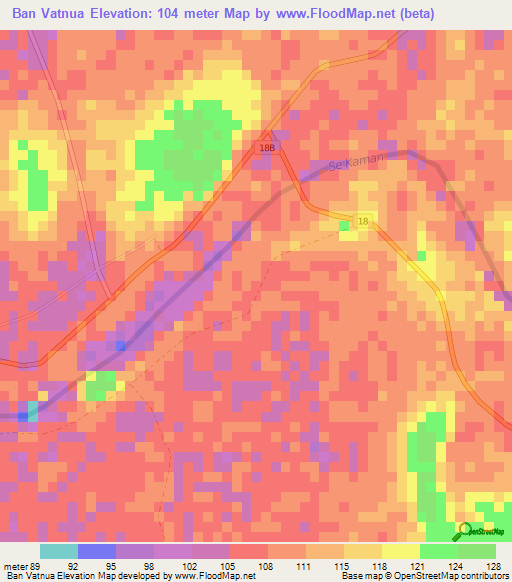 Ban Vatnua,Laos Elevation Map