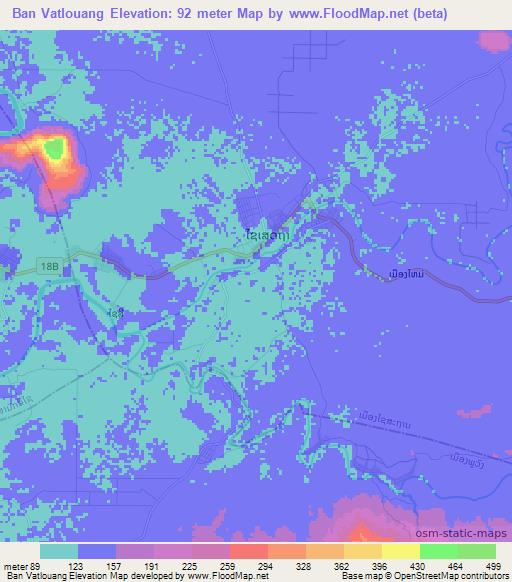 Ban Vatlouang,Laos Elevation Map