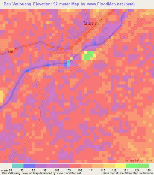 Ban Vatlouang,Laos Elevation Map