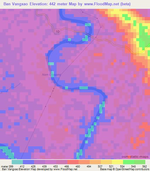 Ban Vangxao,Laos Elevation Map