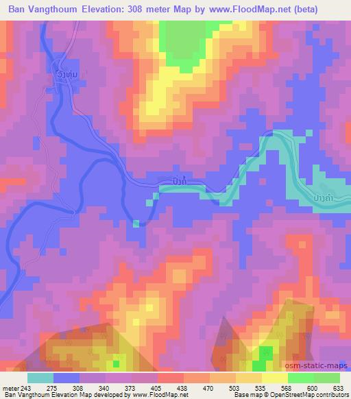 Ban Vangthoum,Laos Elevation Map