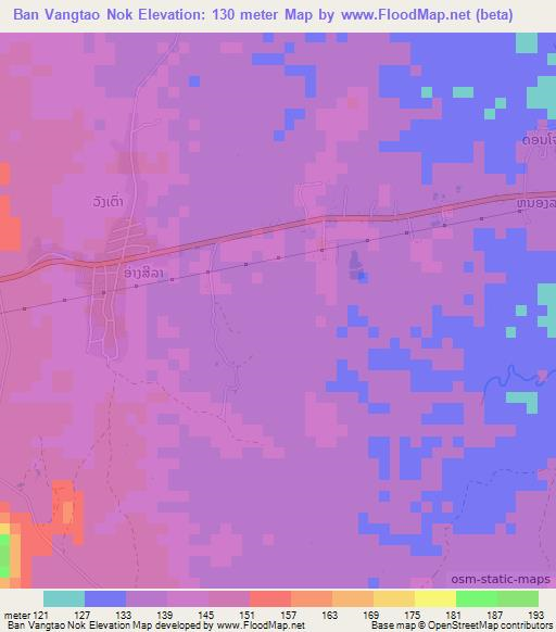 Ban Vangtao Nok,Laos Elevation Map