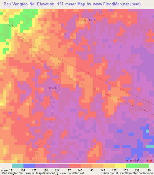 Ban Vangtao Nai,Laos Elevation Map