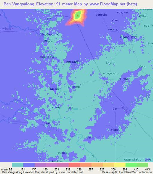 Ban Vangsalong,Laos Elevation Map