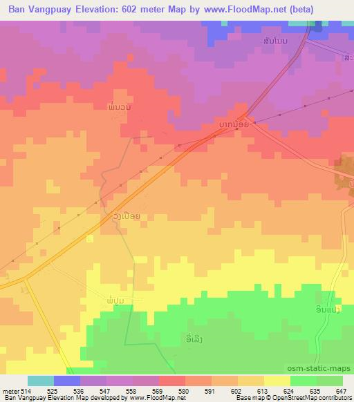 Ban Vangpuay,Laos Elevation Map