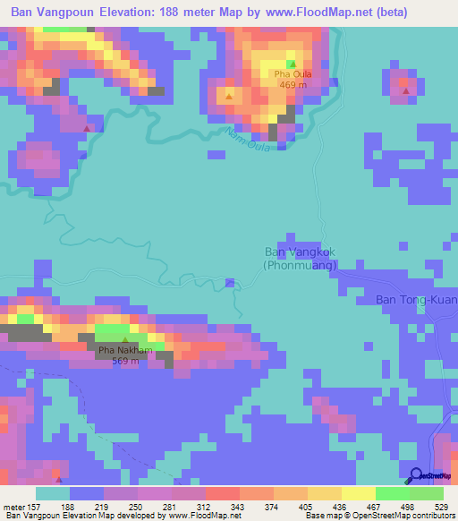 Ban Vangpoun,Laos Elevation Map