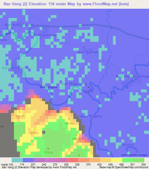 Ban Vang (2),Laos Elevation Map