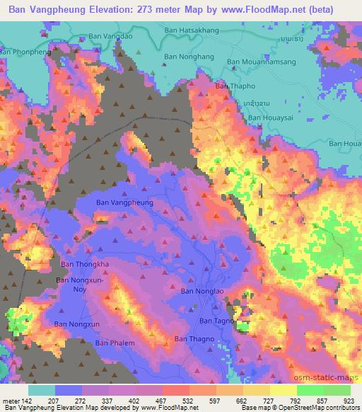 Ban Vangpheung,Laos Elevation Map