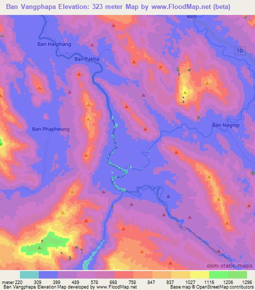 Ban Vangphapa,Laos Elevation Map