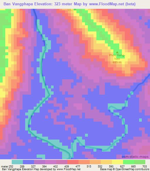 Ban Vangphapa,Laos Elevation Map