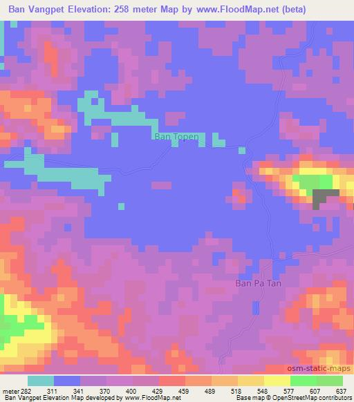 Ban Vangpet,Laos Elevation Map