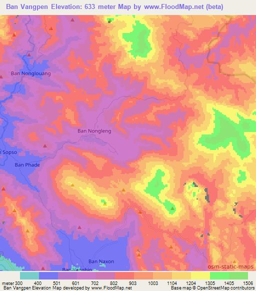 Ban Vangpen,Laos Elevation Map