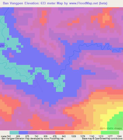 Ban Vangpen,Laos Elevation Map